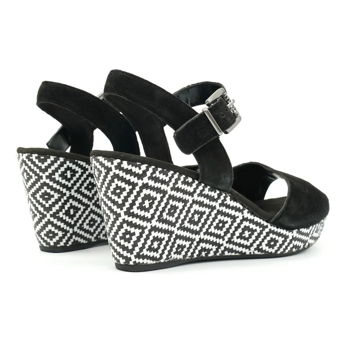 Gabor Challenge Wedge Shoes Suede Black Colour For Women