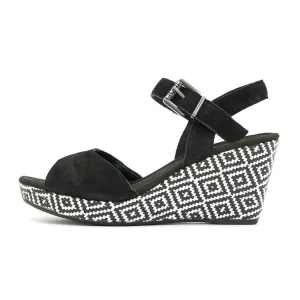 Gabor Challenge Wedge Shoes Suede Black Colour For Women