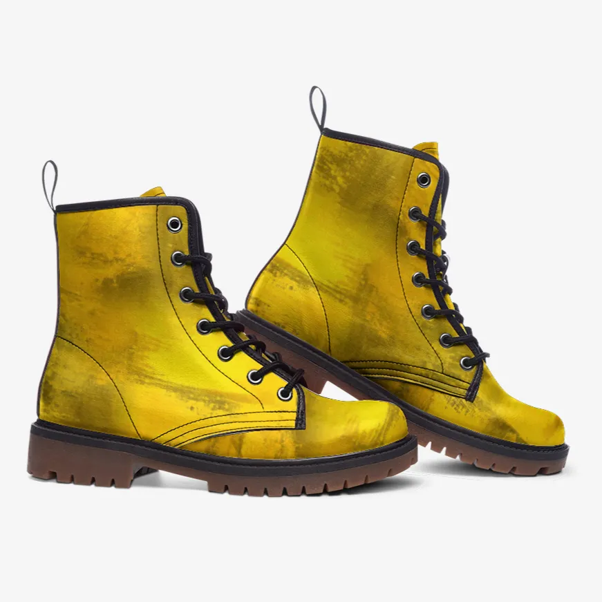Golden Yellow Combat Boots for Women  Men - Stylish  Durable Footwear