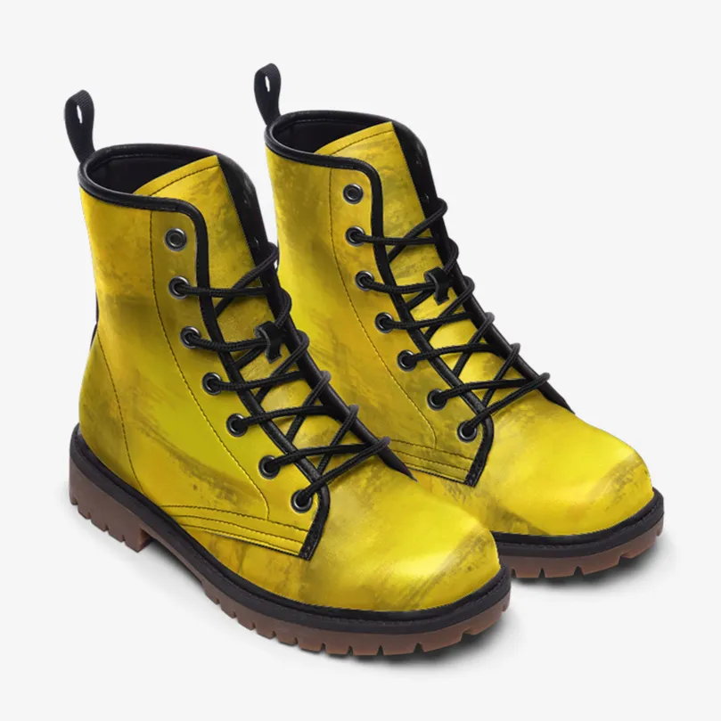 Golden Yellow Combat Boots for Women  Men - Stylish  Durable Footwear