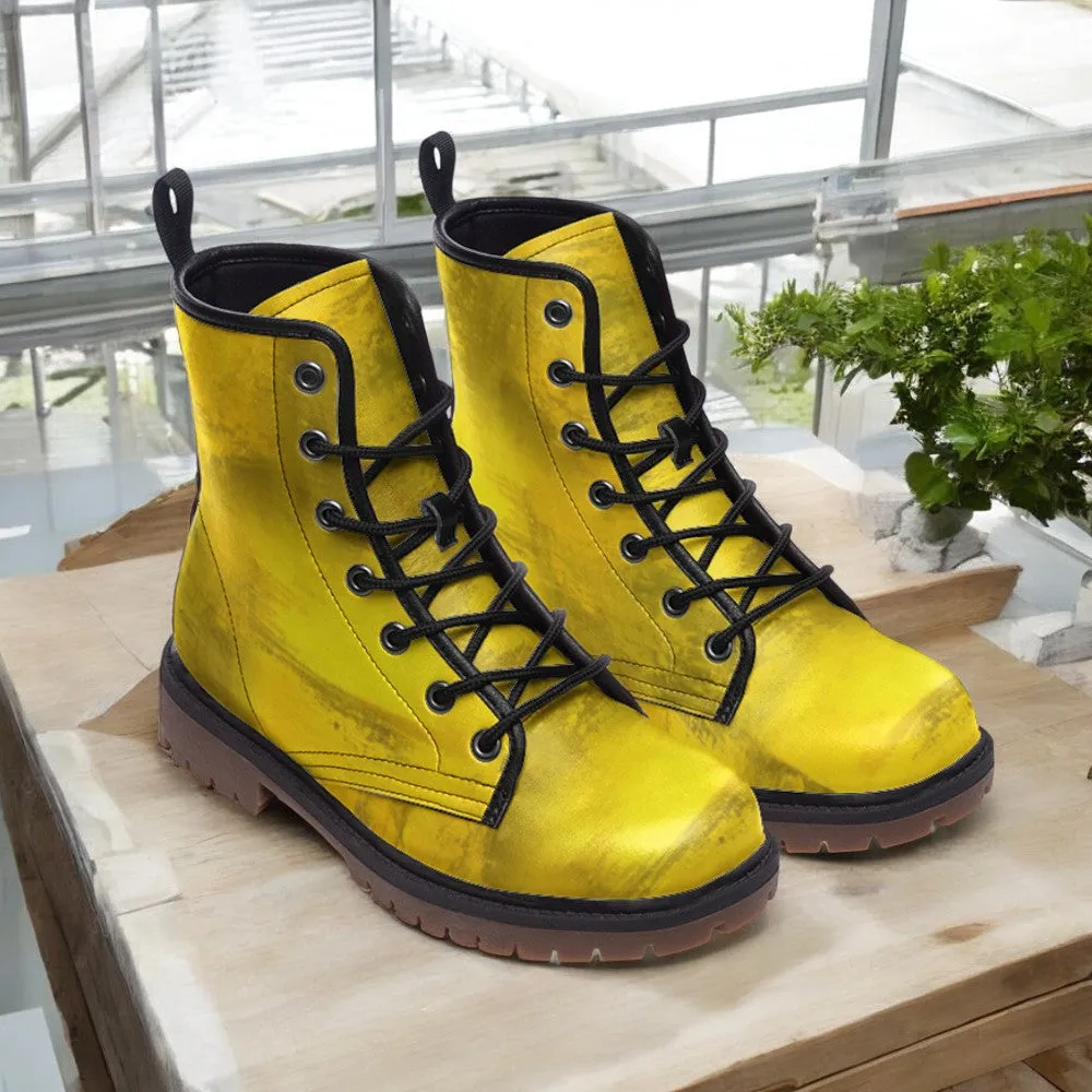 Golden Yellow Combat Boots for Women  Men - Stylish  Durable Footwear