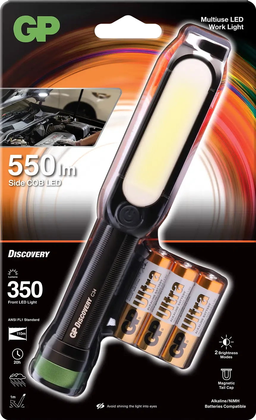 GP Batterier GP Discovery Work Light COB LED C34 Black | Buy GP Batterier GP Discovery Work Light COB LED C34 Black here | Outnorth