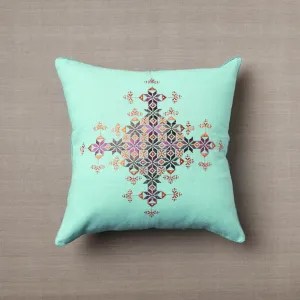 Green - Soof Embroidery Cotton Cushion Cover (16 x 16 in)