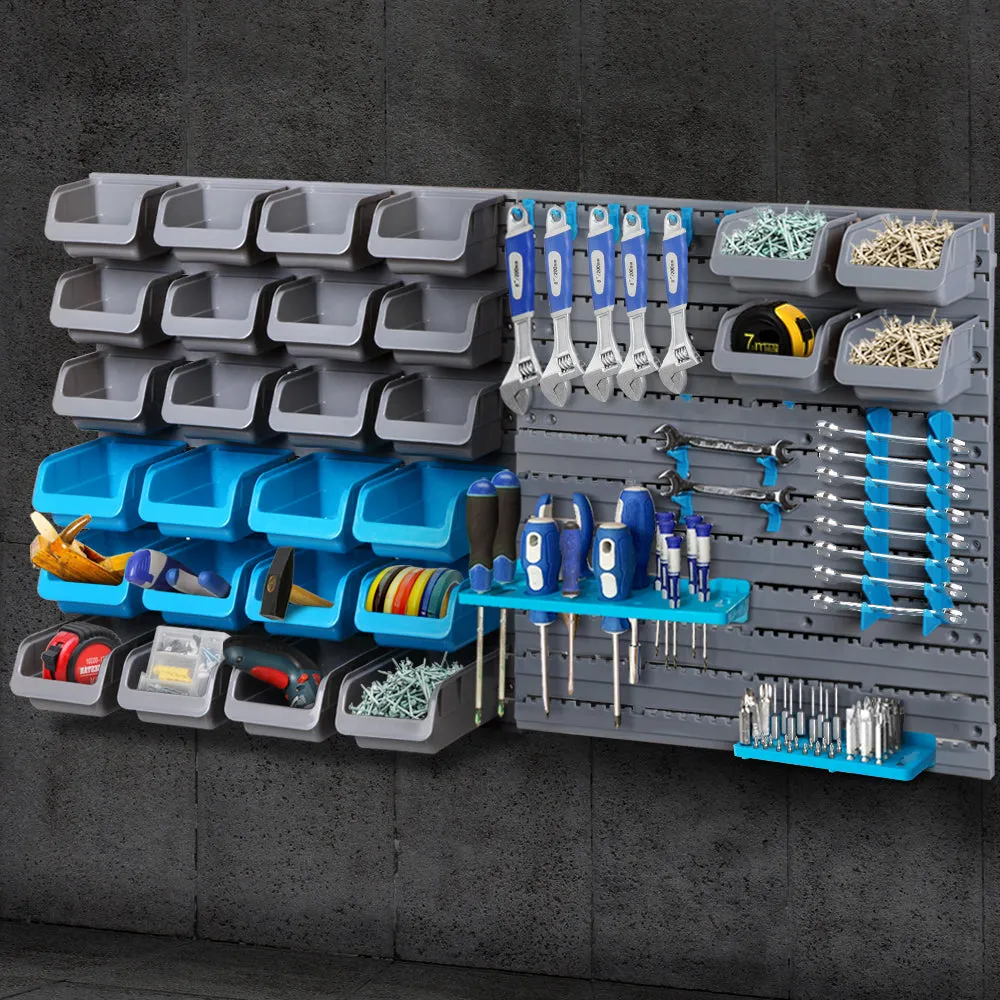 Heavy Duty 44 Pc Storage Bin Rack, Detachable, Wall Mounted - Giantz