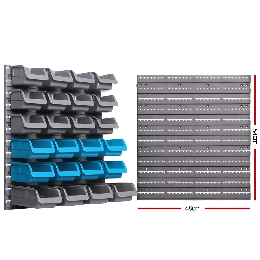 Heavy Duty 44 Pc Storage Bin Rack, Detachable, Wall Mounted - Giantz