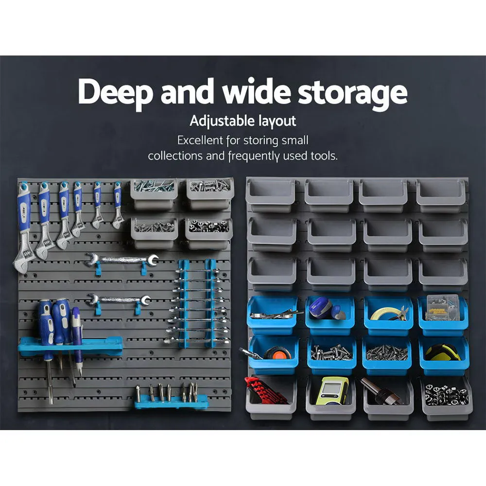 Heavy Duty 44 Pc Storage Bin Rack, Detachable, Wall Mounted - Giantz