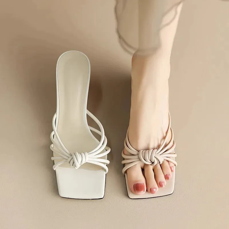 Hnzxzm Fashion Wedge Open Toe Slide Sandals Women 2024 Summer Narrow Band Elegant High Heels Slippers Women Chunky Flip Flops Sandalias