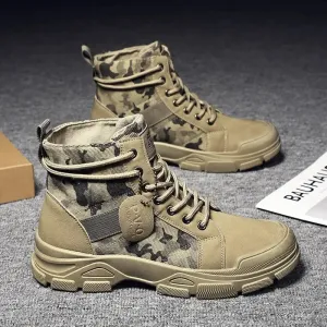 Hnzxzm Men's Shoes Camo Martin Boots Men's Autumn/Winter Work Wear Casual Short Boots Shoes for Men  Men Boots  Cowboy Boots