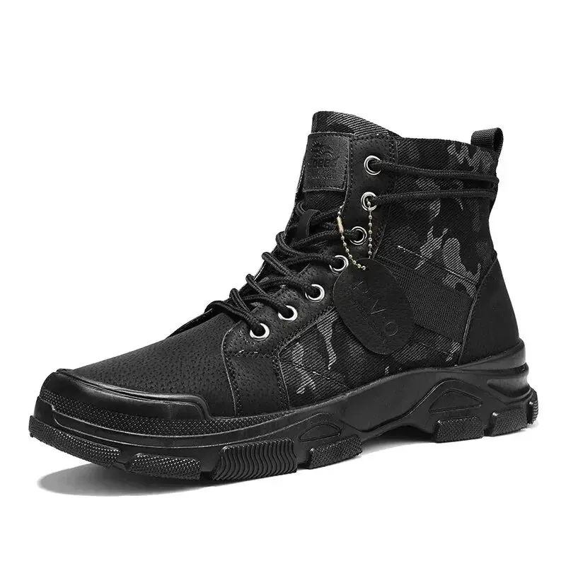 Hnzxzm Men's Shoes Camo Martin Boots Men's Autumn/Winter Work Wear Casual Short Boots Shoes for Men  Men Boots  Cowboy Boots