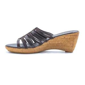 Italian Shoe Makers Italian Makers Strappy Wedge Shoes Leather Black Colour For Women