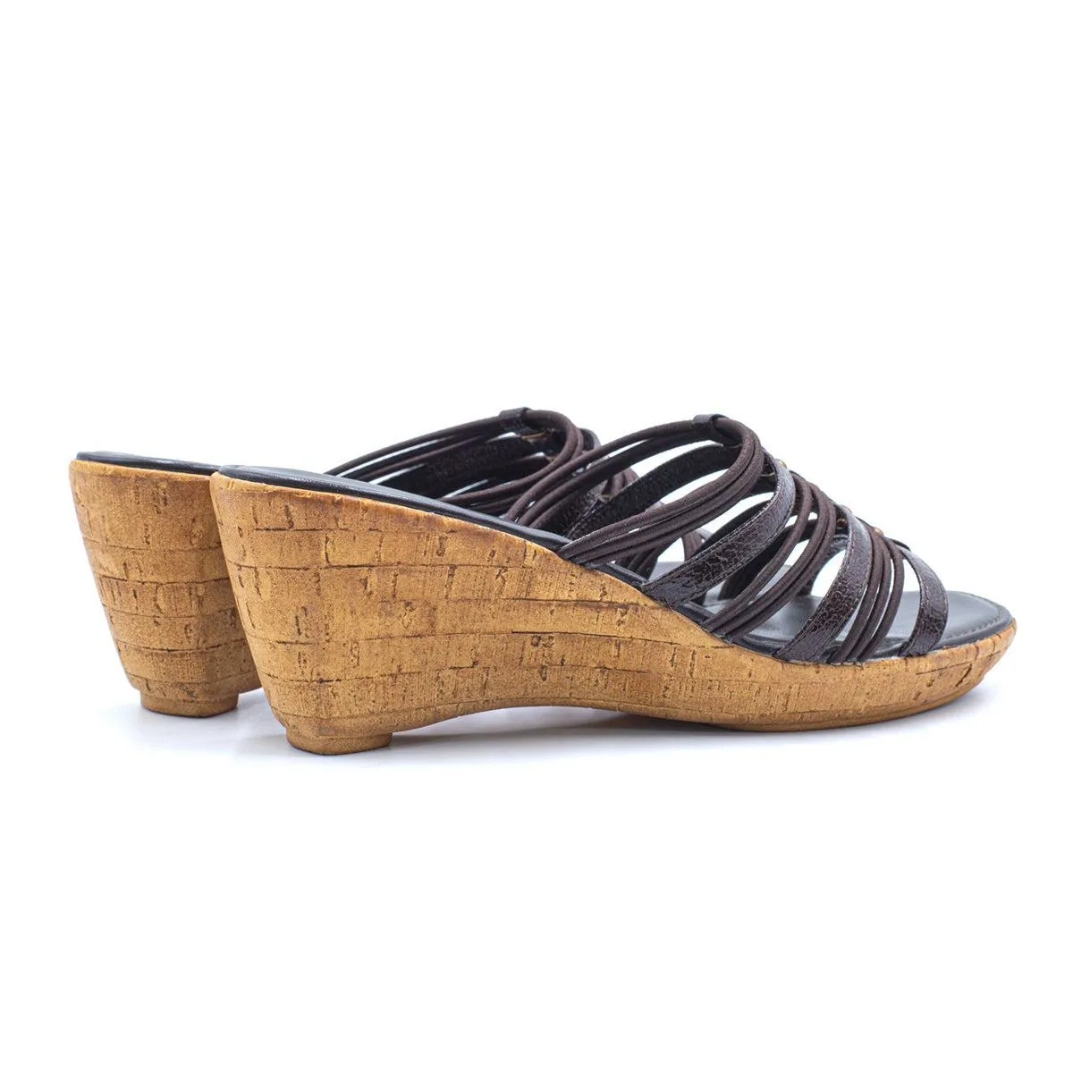 Italian Shoe Makers Italian Makers Strappy Wedge Shoes Leather Black Colour For Women
