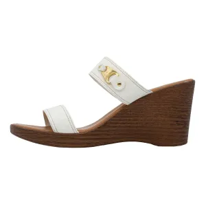 Italian Shoemarkers Twoband Wedge Shoes Leather Brown Colour For Women