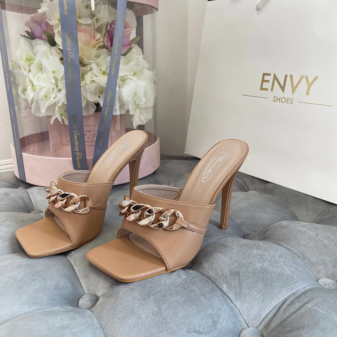 JODIE MOCHA CHAIN MULES