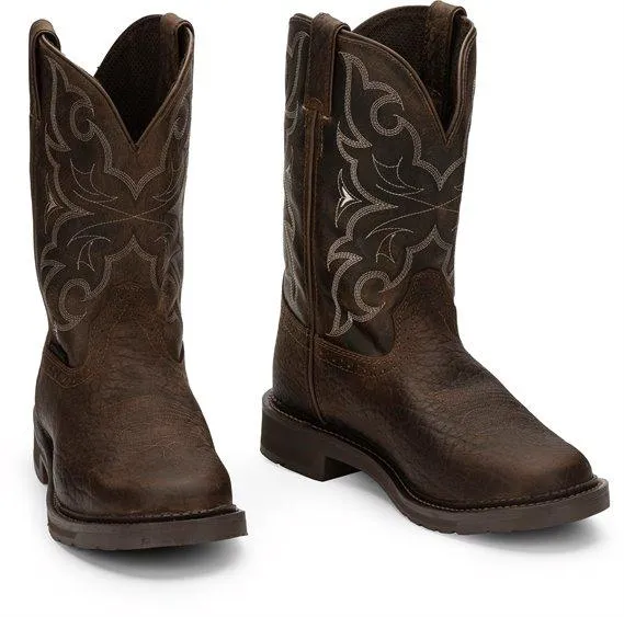 Justin Men's Stampede Amarillo Chocolate Steel Toe Work Boots WK4311