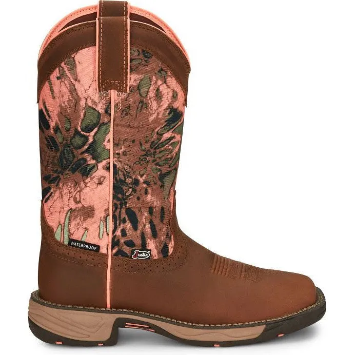 Justin Women's Rush 11" Waterproof Western Work Boot -Brown- SE4356