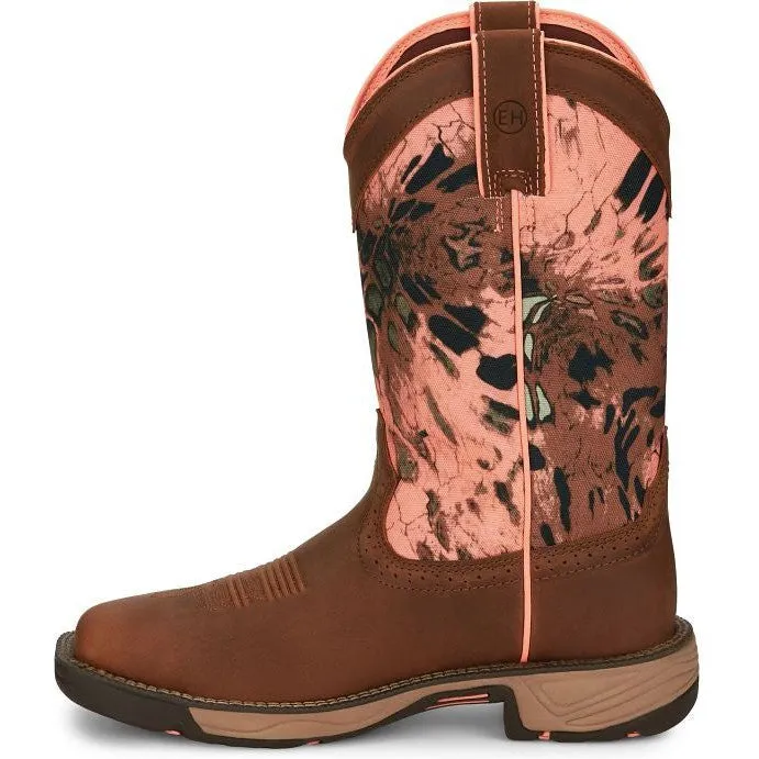 Justin Women's Rush 11" Waterproof Western Work Boot -Brown- SE4356