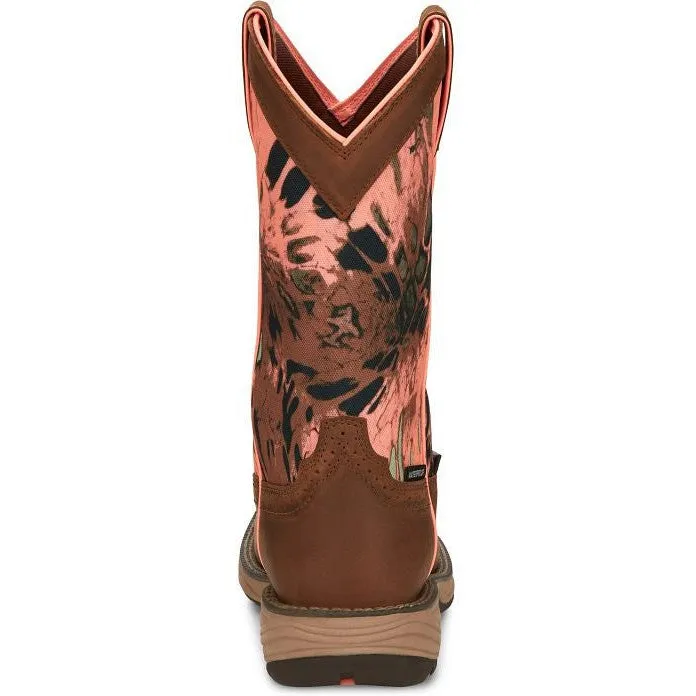 Justin Women's Rush 11" Waterproof Western Work Boot -Brown- SE4356