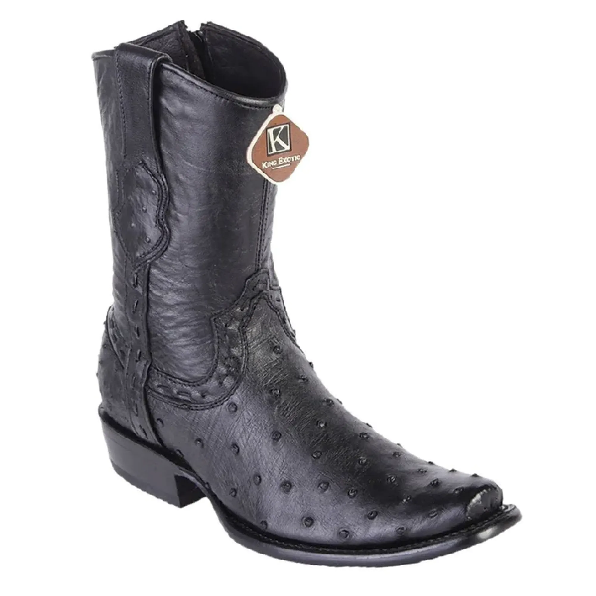 King Exotic Boots #479B0305 Men's Dubai Boot | Men's Ostrich Boots  Color Black