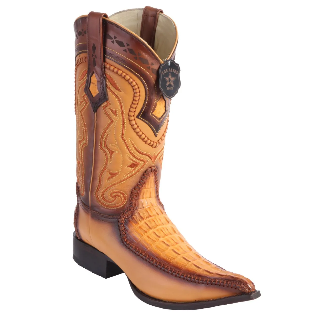 Los Altos Boots Caiman Tail 3x Toe Stitched Boots - Faded Buttercup