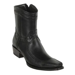 Los Altos Boots Mens #76BF3805 Low Shaft European Square Toe | Genuine Pull Up Boots | Color  Black
