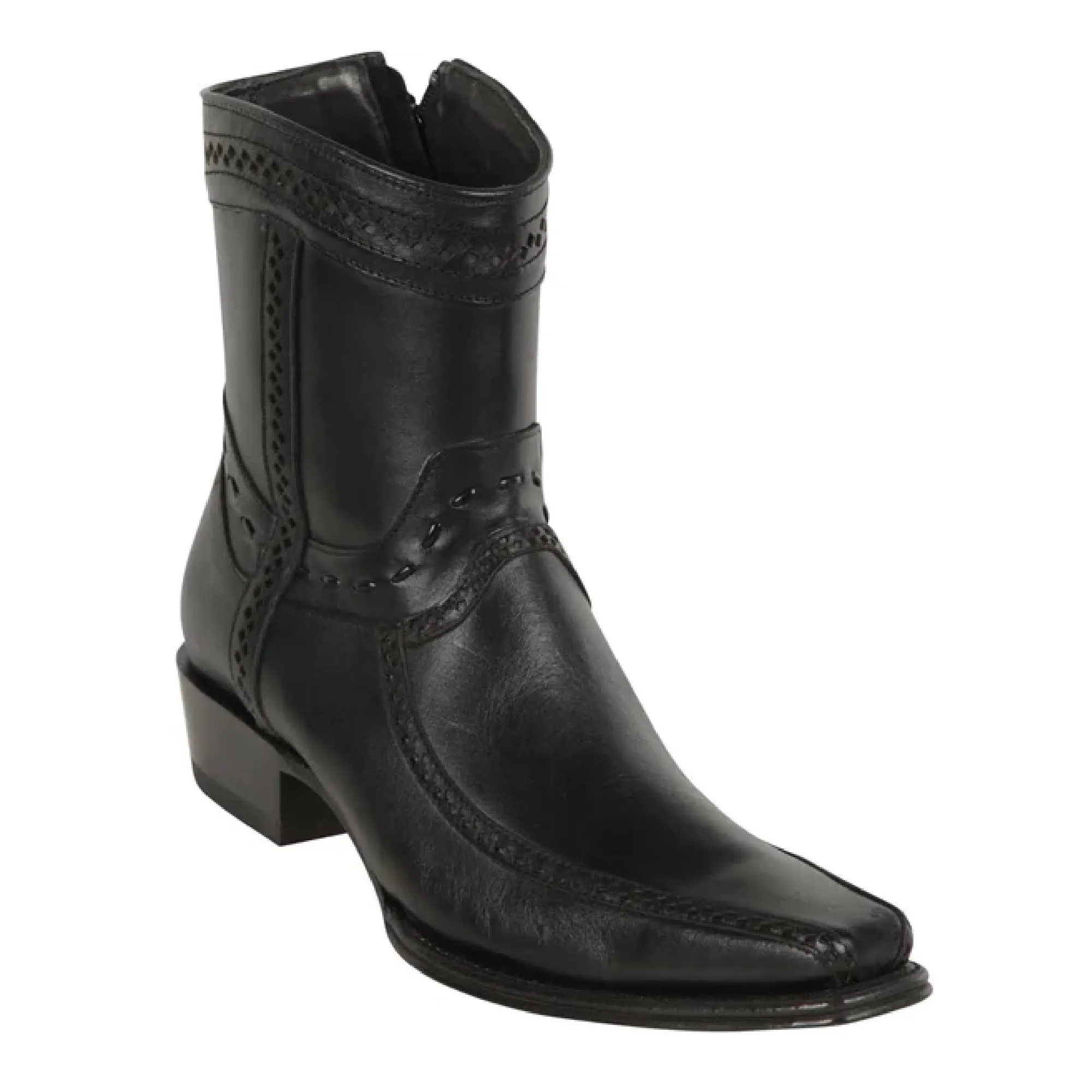 Los Altos Boots Mens #76BF3805 Low Shaft European Square Toe | Genuine Pull Up Boots | Color  Black