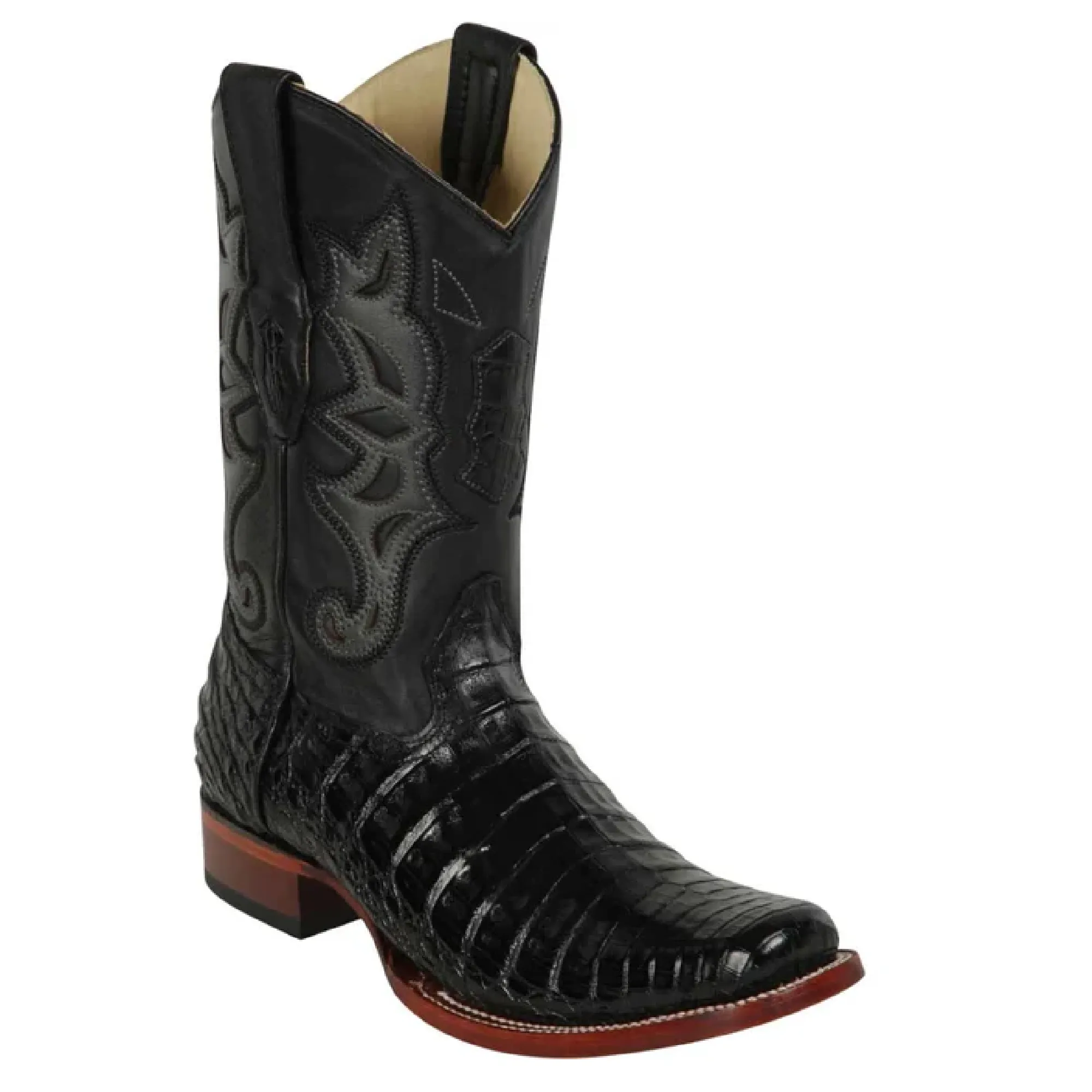 Los Altos Boots Mens #812T8205 Rodeo Boot Style | Caiman Belly | Color Black