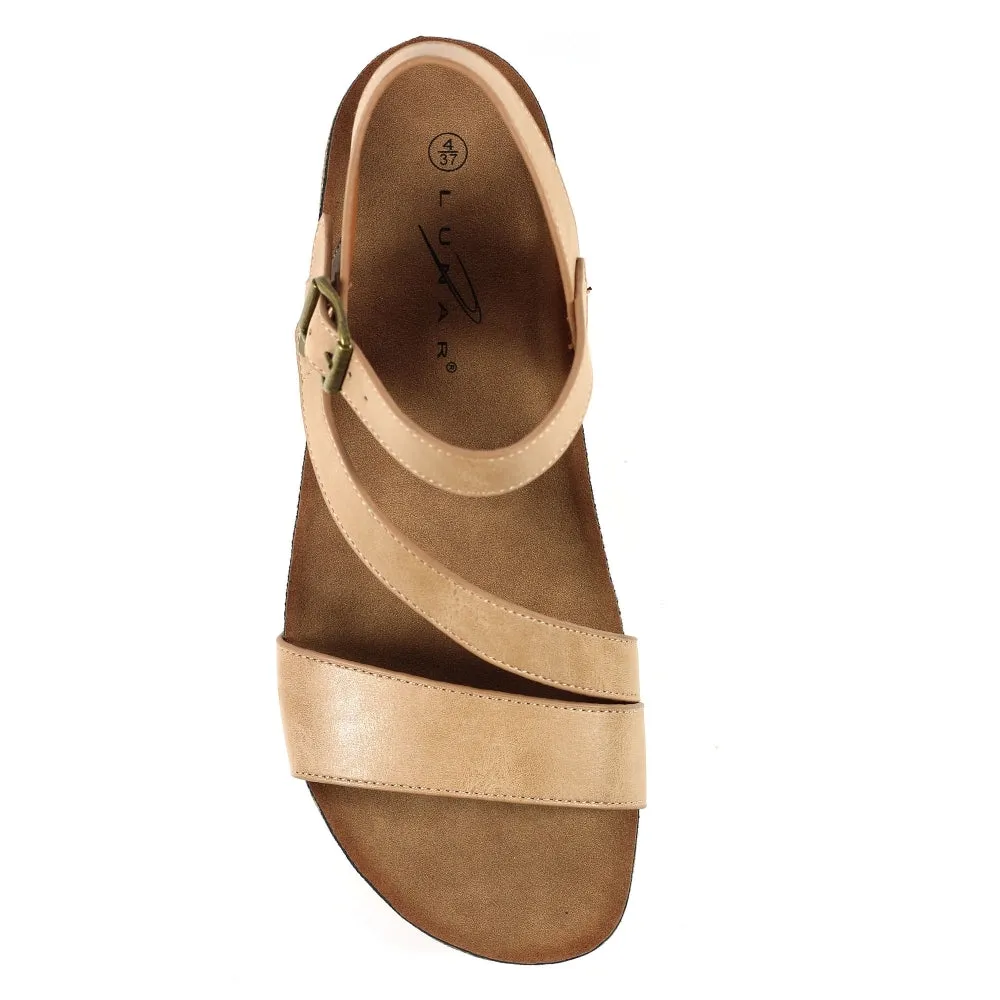 Lunar JLH358 Cluster Beige Womens Comfortable Summer Slingback Sandals