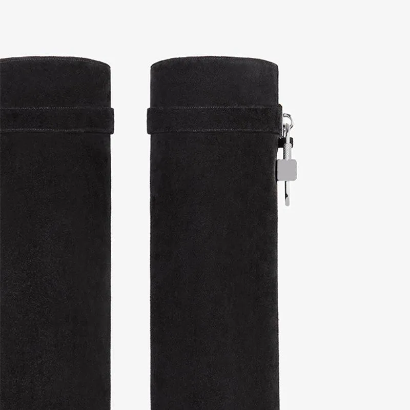 Luxe Black Suede High Boots