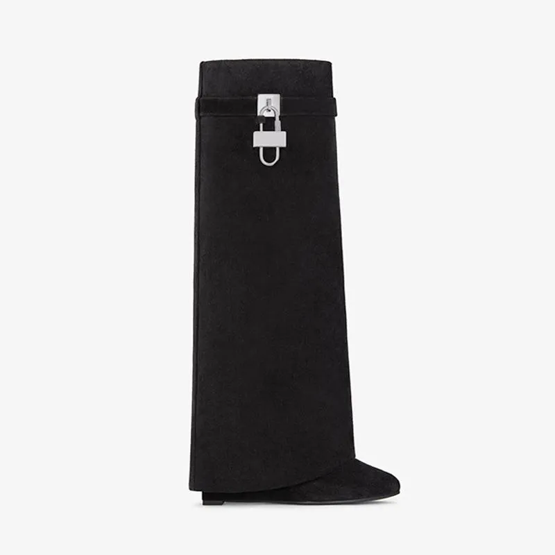Luxe Black Suede High Boots
