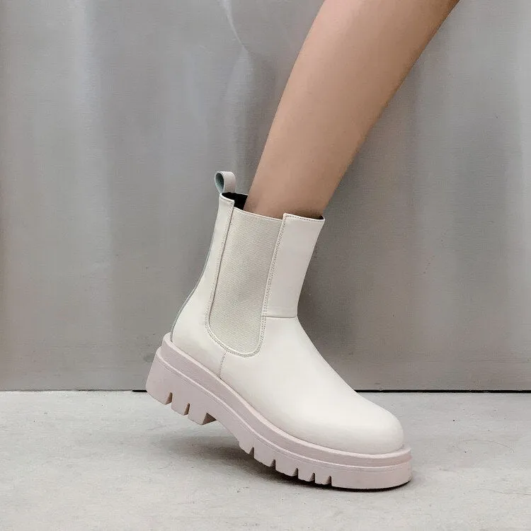 Luxury Platform slip-on chunky heel Boots