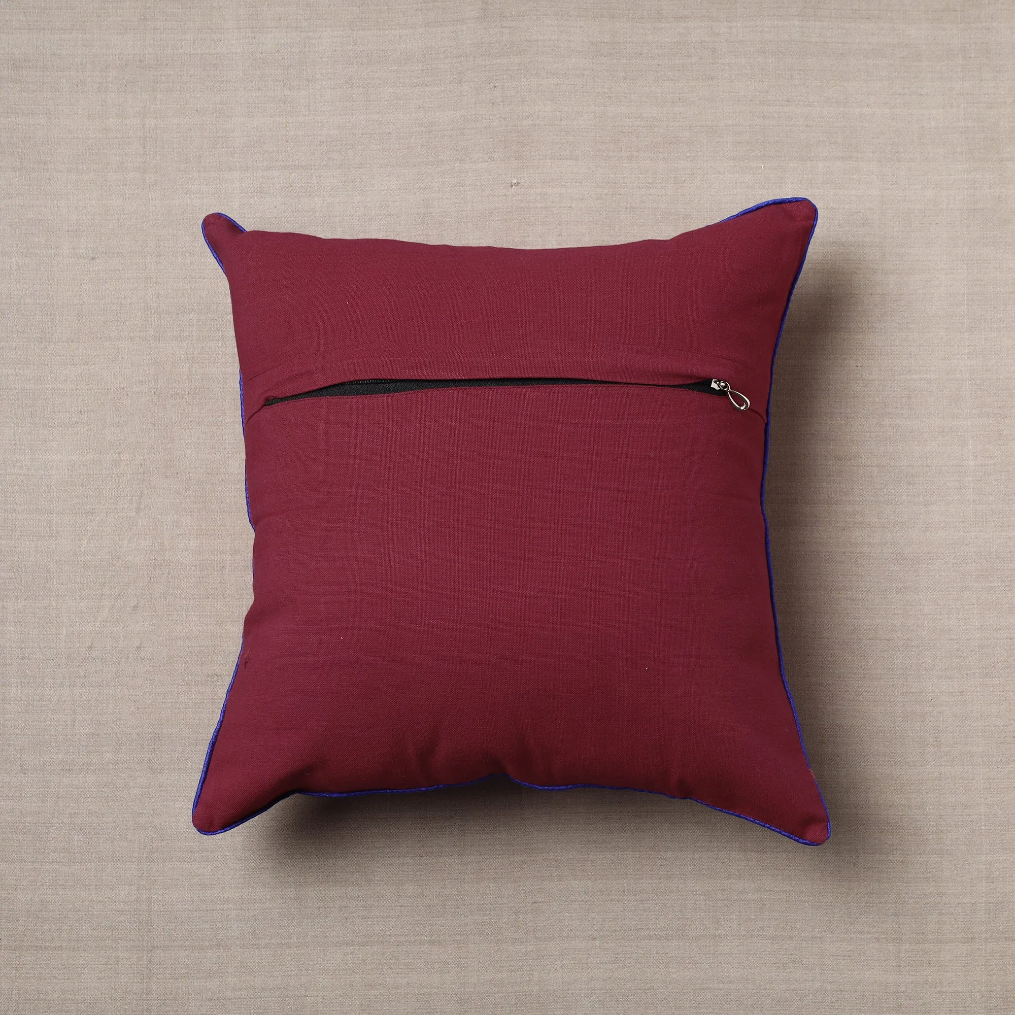 Maroon - Soof Embroidery Cotton Cushion Cover (16 x 16 in)