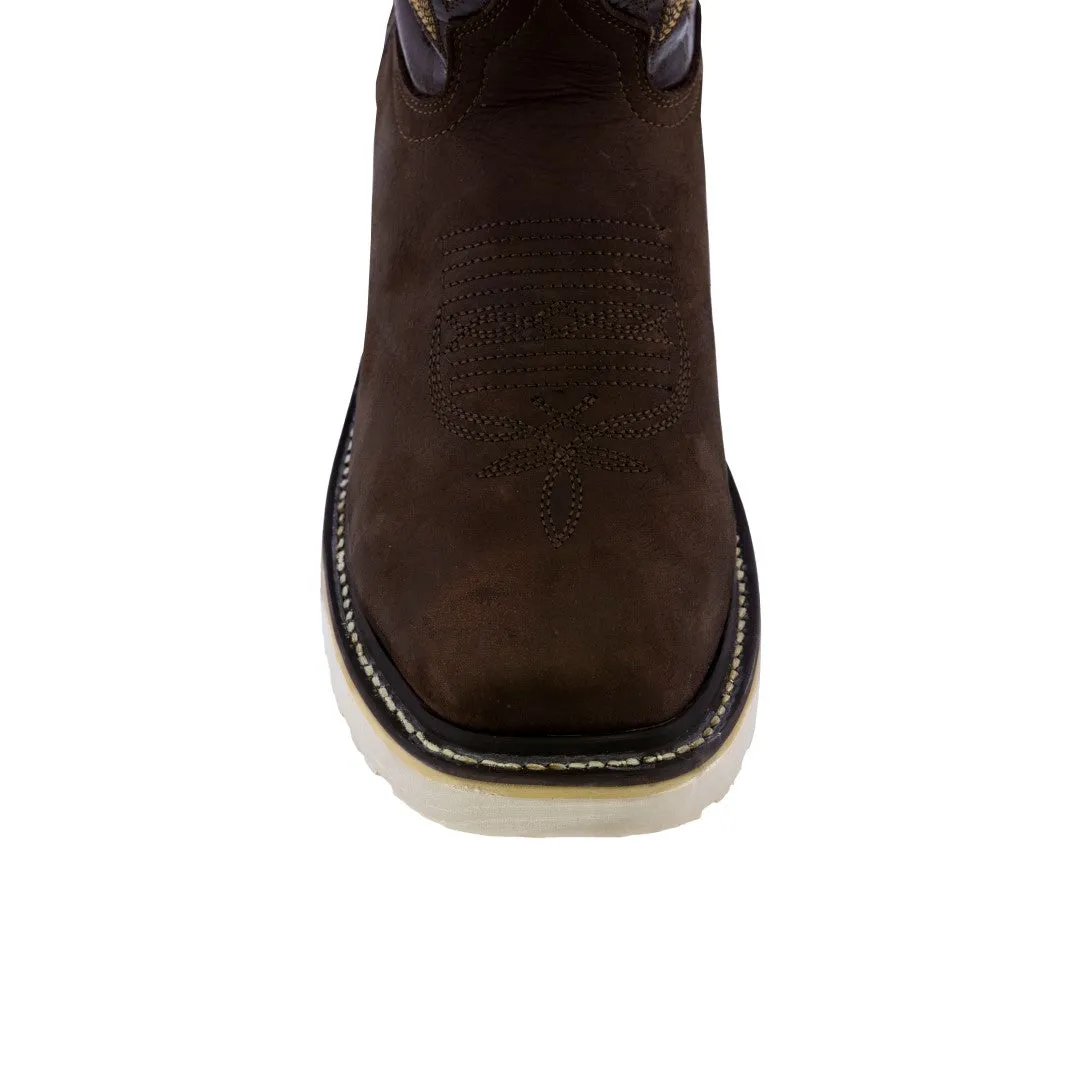 Mens 750 Dark Brown Leather Work Boots Slip Resistant Soft Toe
