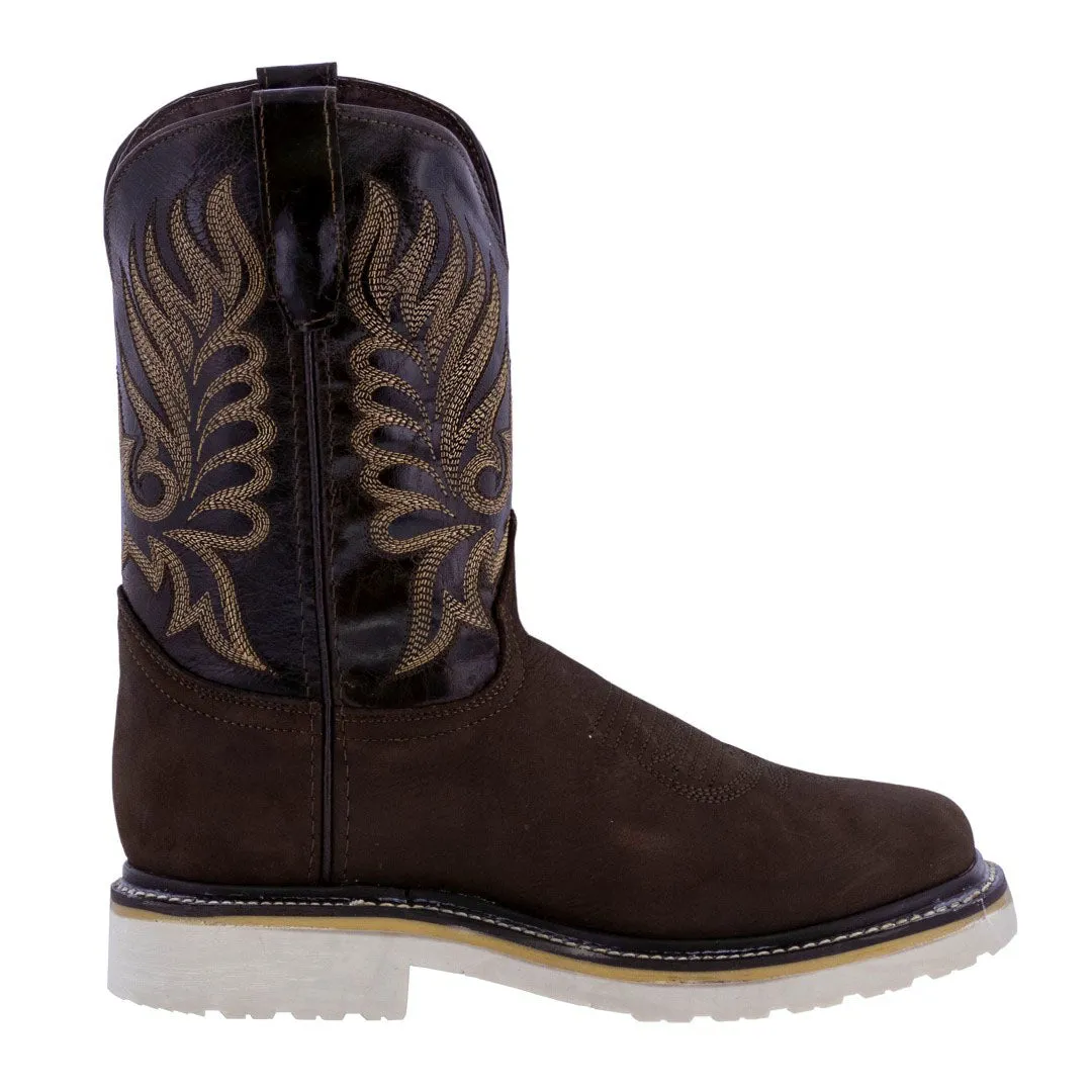 Mens 750 Dark Brown Leather Work Boots Slip Resistant Soft Toe