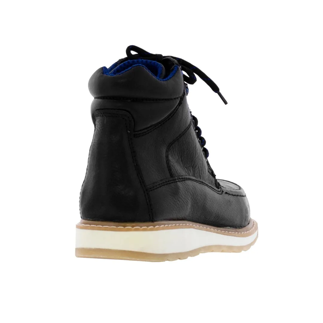 Mens T10W Black Leather Work Boots Slip Resistant Soft Toe