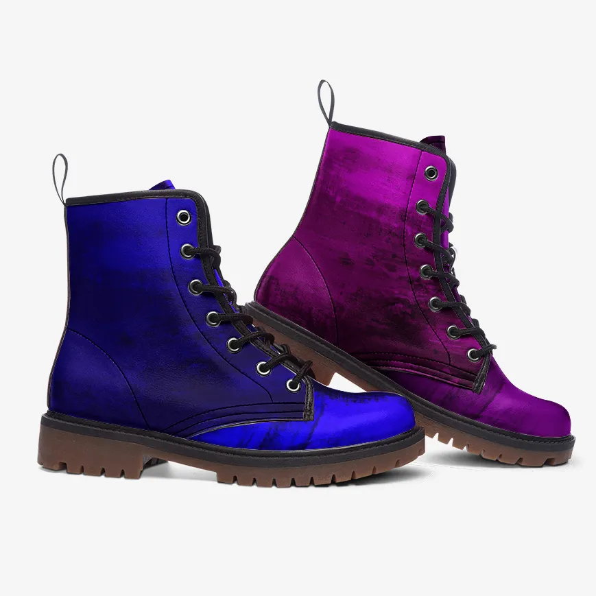 Mismatched Amethyst Purple  Roya & Blue Combat Boots for Women  Men