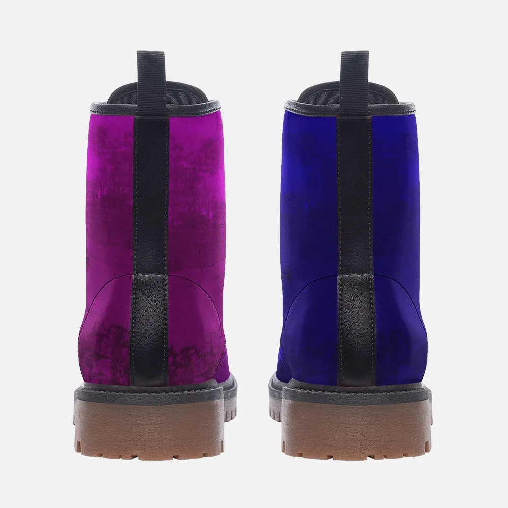 Mismatched Amethyst Purple  Roya & Blue Combat Boots for Women  Men