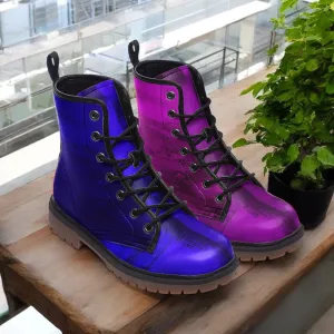 Mismatched Amethyst Purple  Roya & Blue Combat Boots for Women  Men