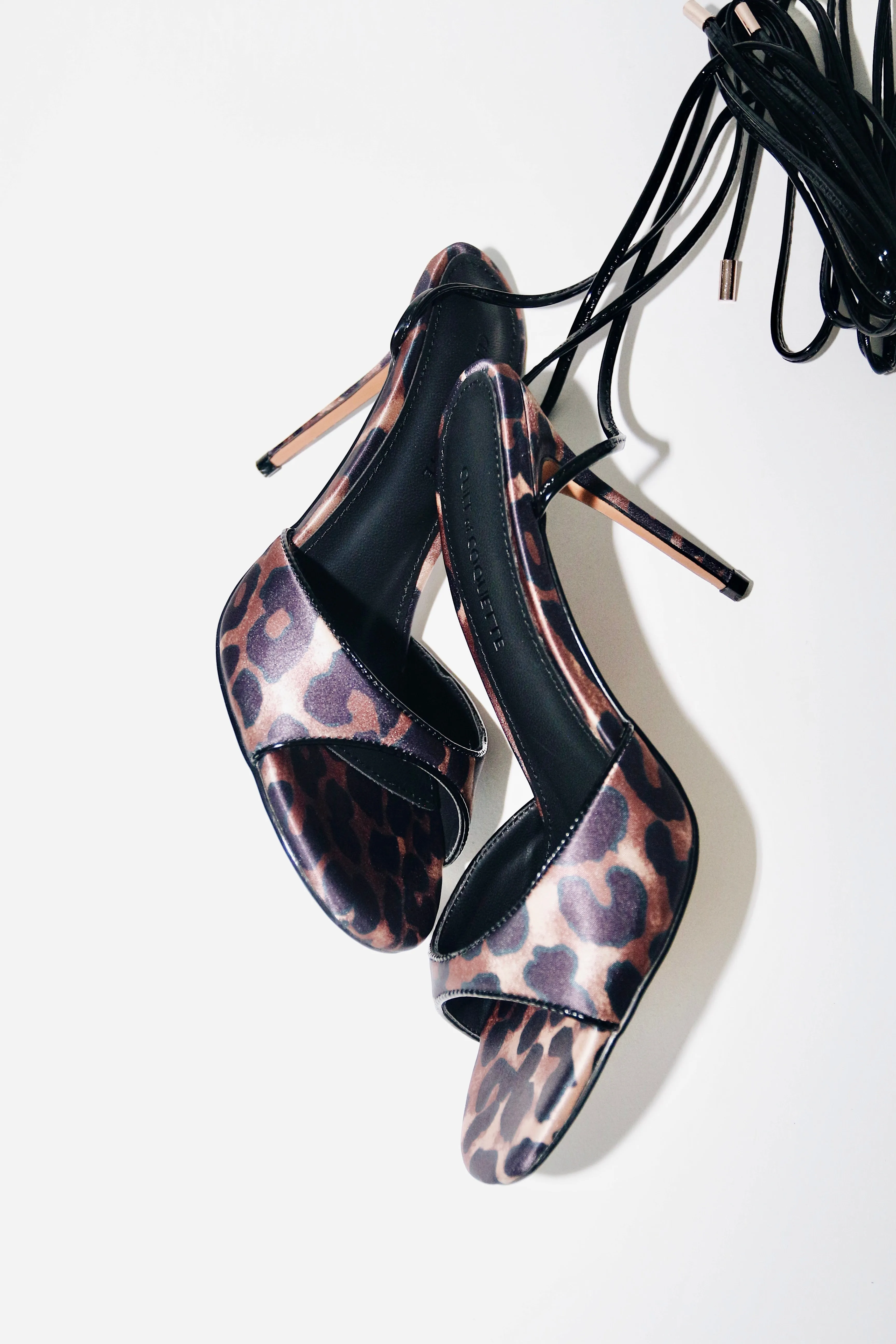 Monica 100 mm Leopard Vegan Wrap Sandal Heels