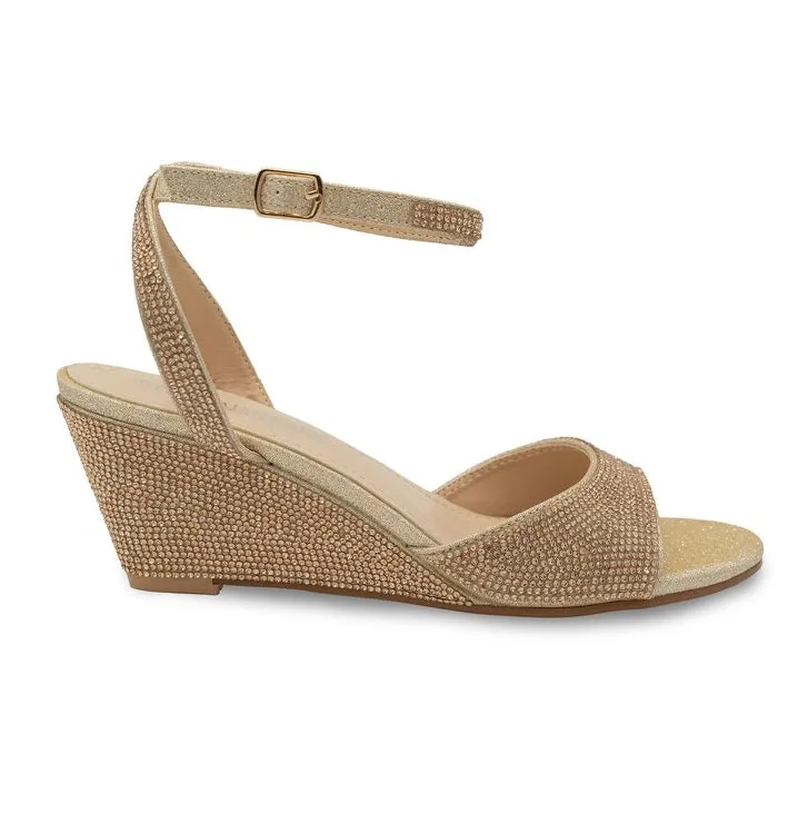 Moxie rhinestone covered wedge sandals