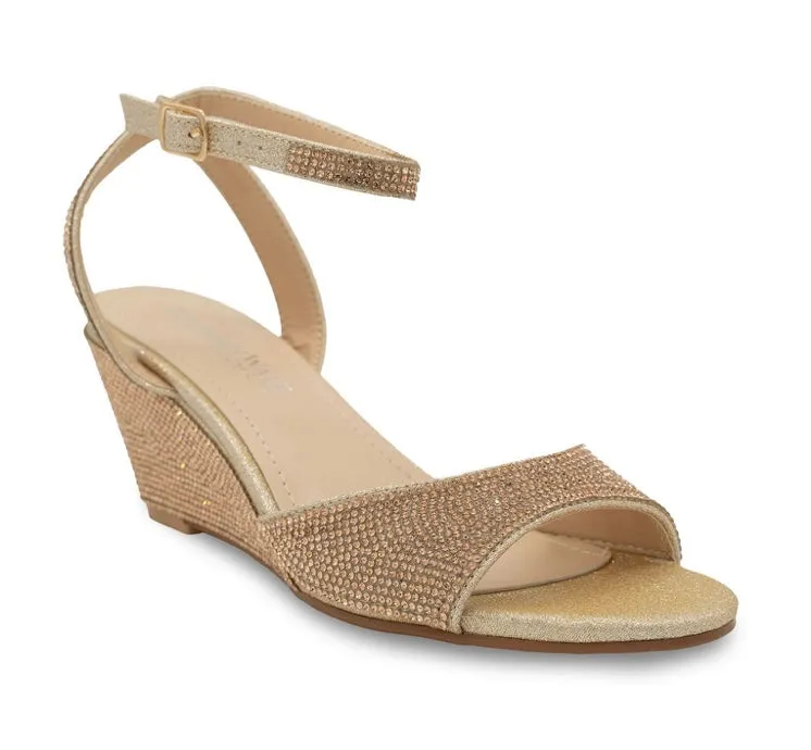 Moxie rhinestone covered wedge sandals