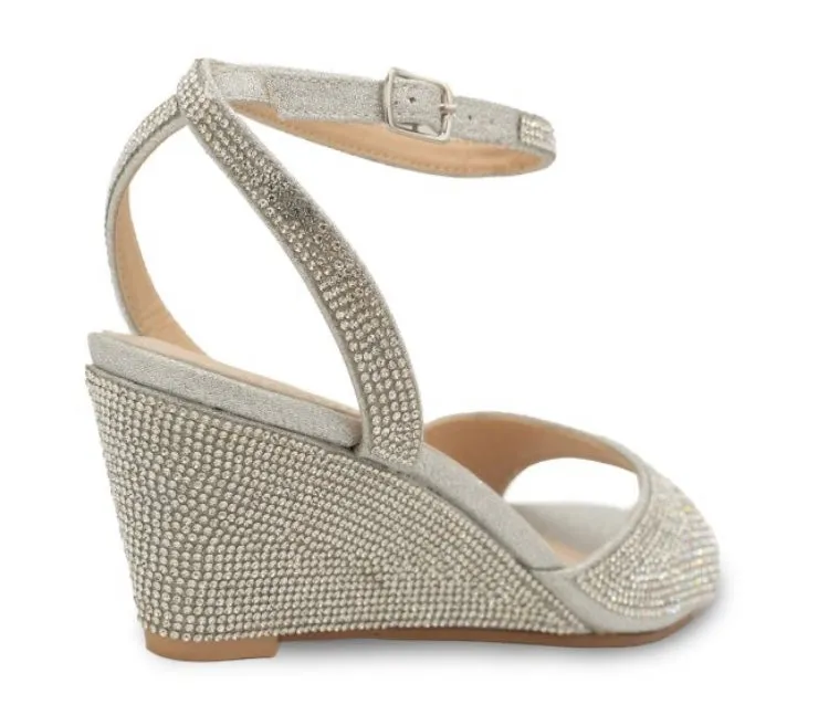 Moxie rhinestone covered wedge sandals