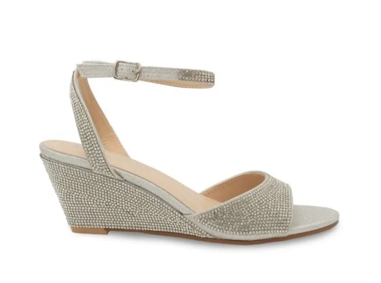 Moxie rhinestone covered wedge sandals