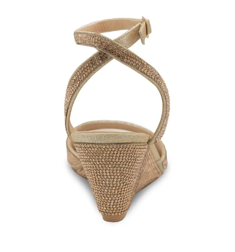 Moxie rhinestone covered wedge sandals