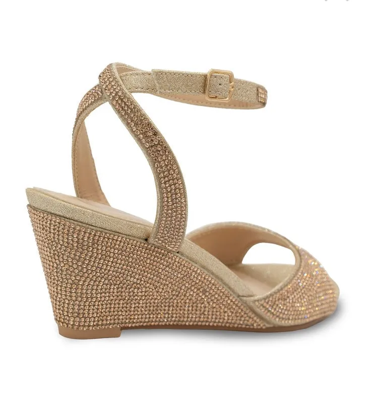 Moxie rhinestone covered wedge sandals