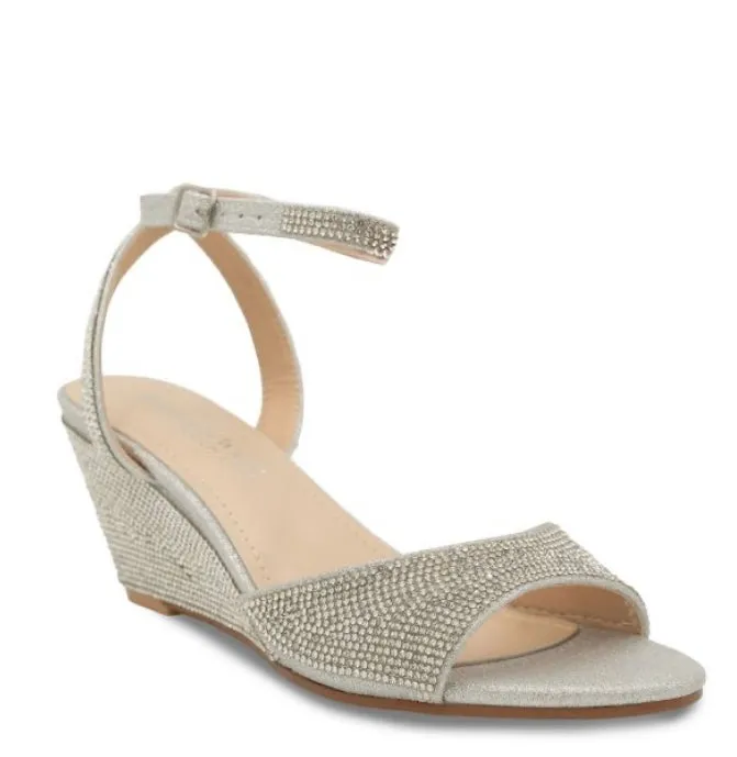 Moxie rhinestone covered wedge sandals