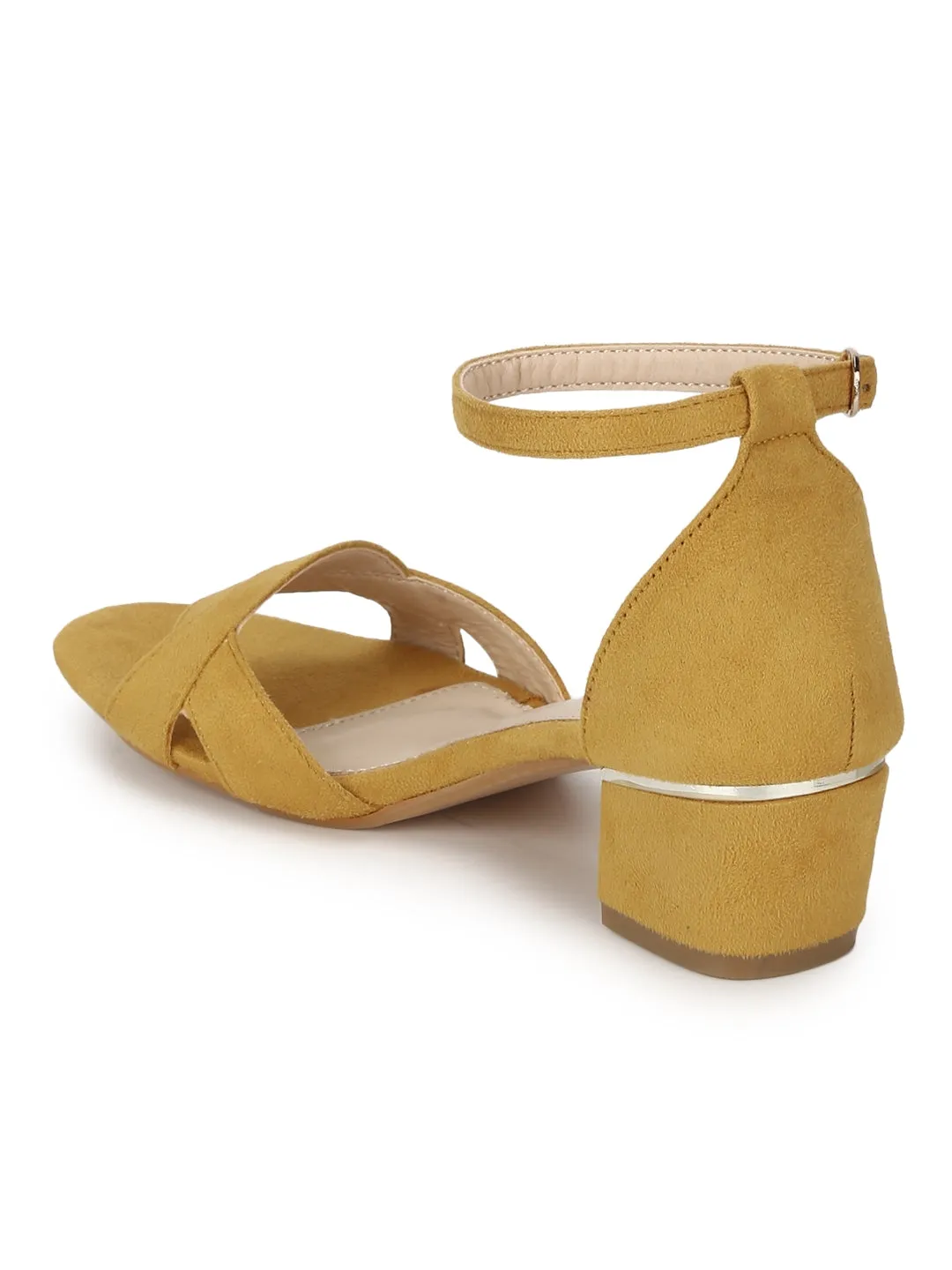 Mustard Micro Low Heel Sandals