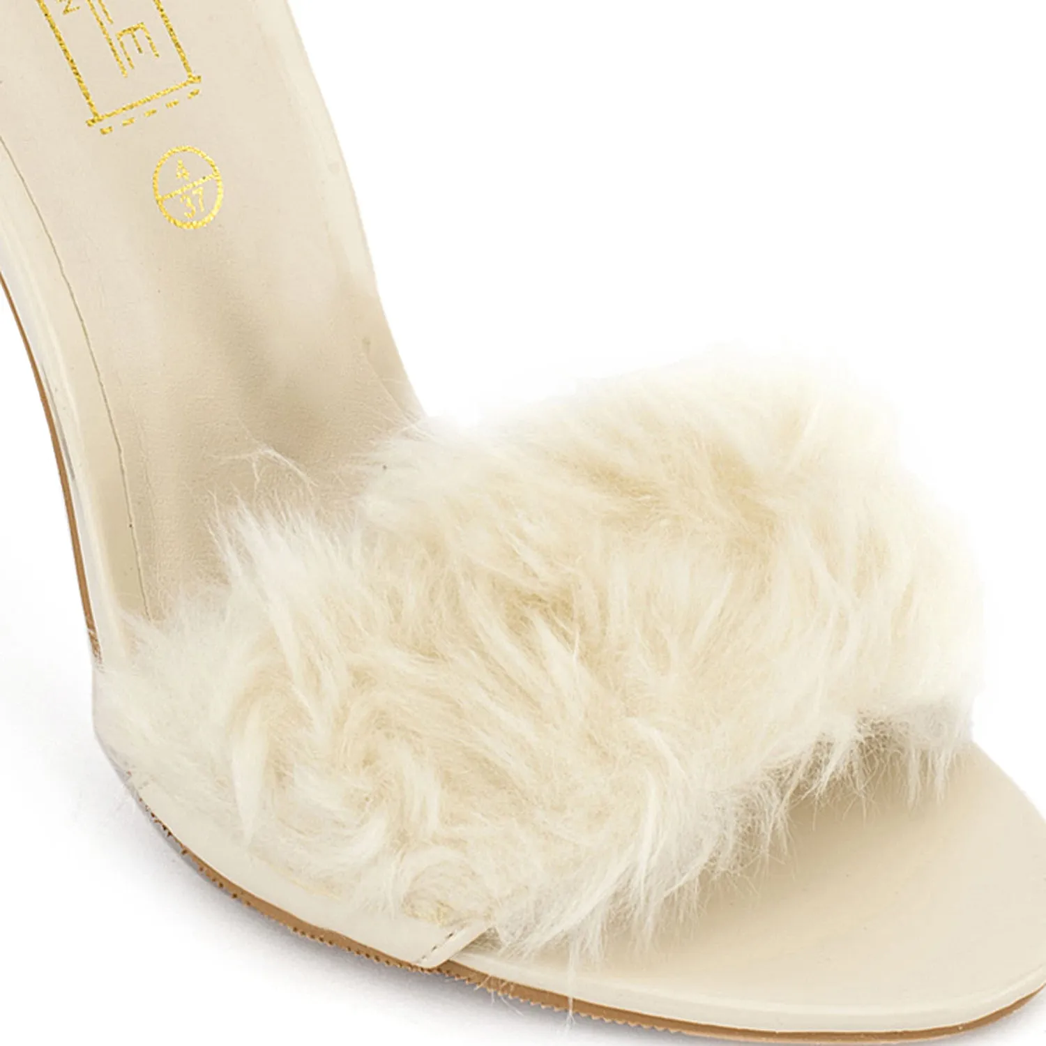 Nude Fur Stiletto Sandal