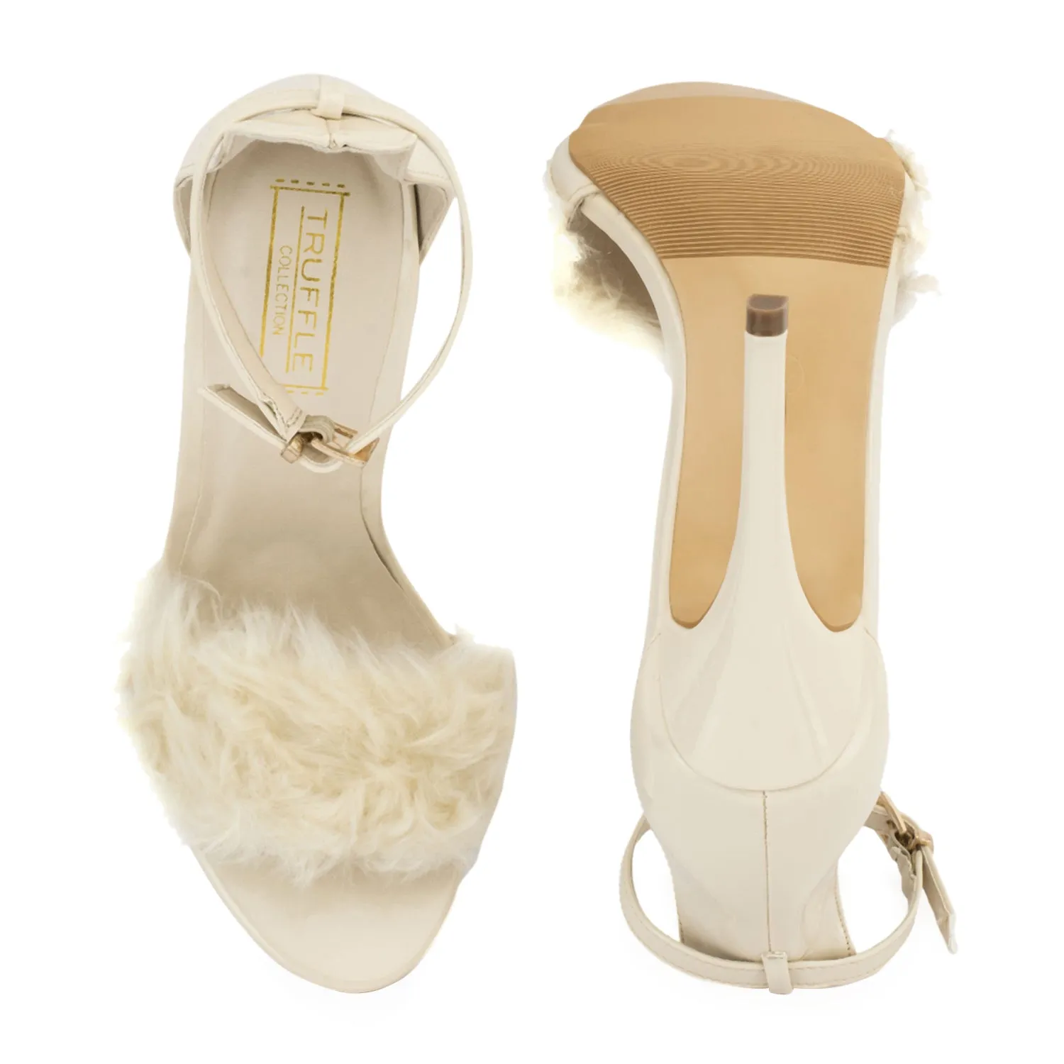 Nude Fur Stiletto Sandal