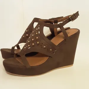 Olive Wedge Sandals with Bronze Stones | Yellow Box Footwear