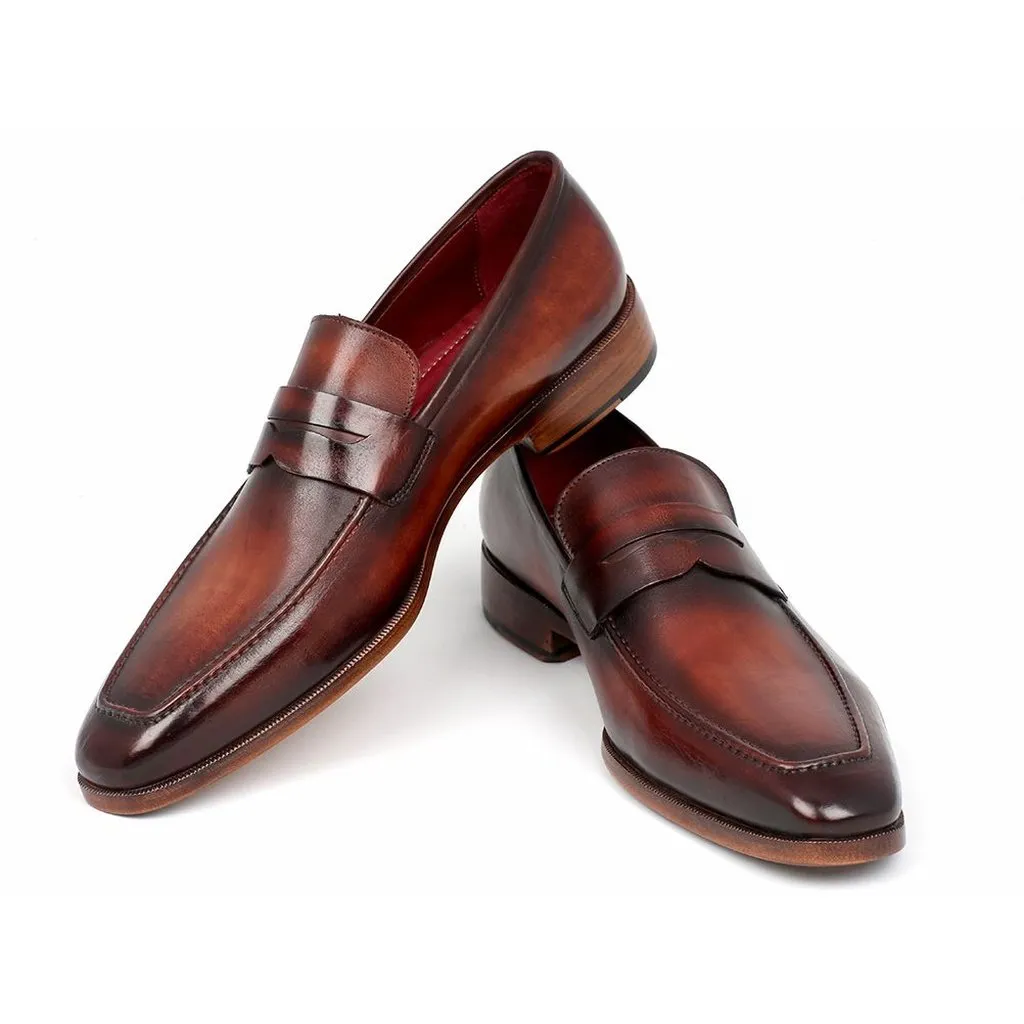 Paul Parkman Men's Penny Loafer Bordeaux and Brown Calfskin (ID#10FD61)